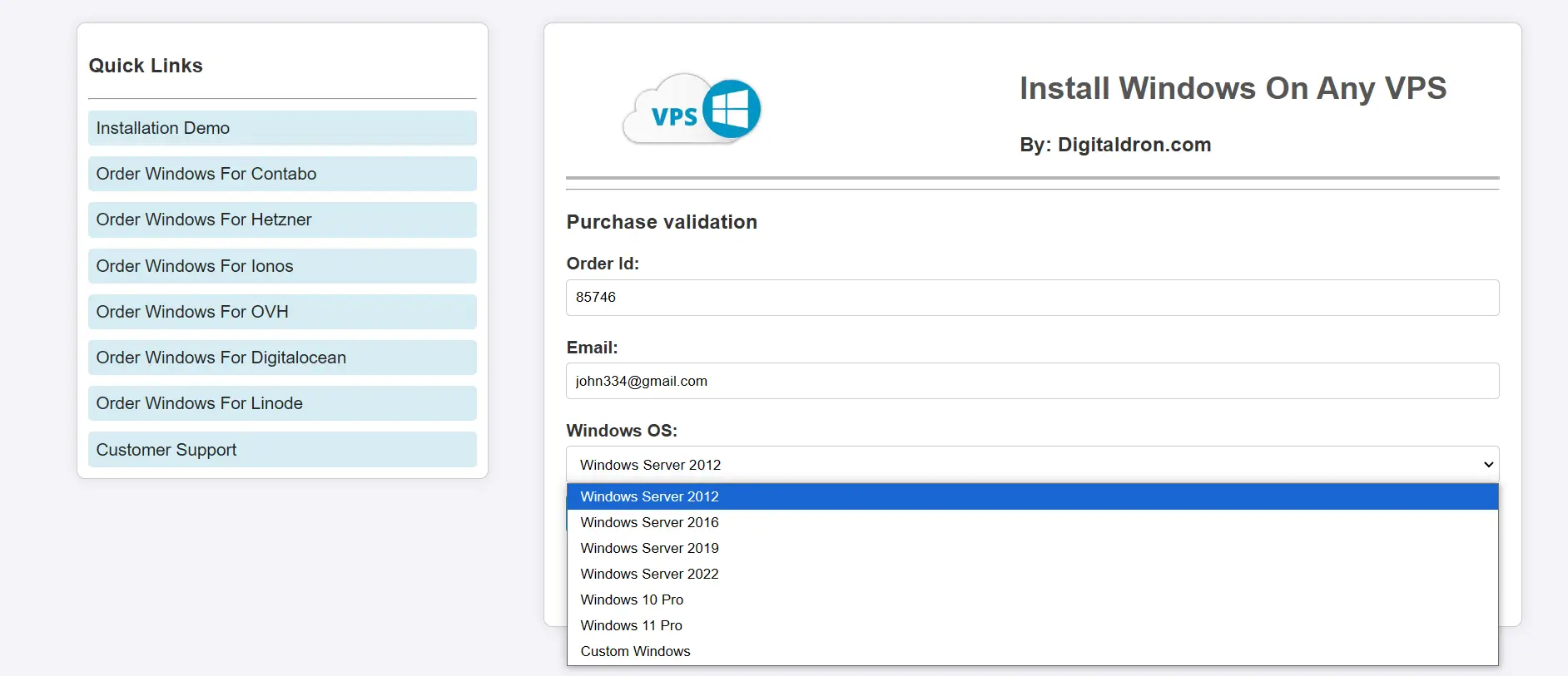 Validating Order Details in Digitaldron