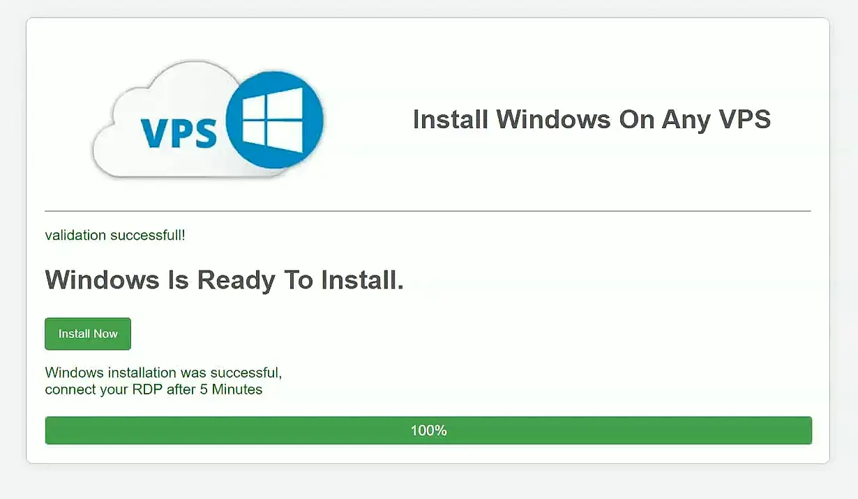 Windows Setup Complete on Contabo VPS