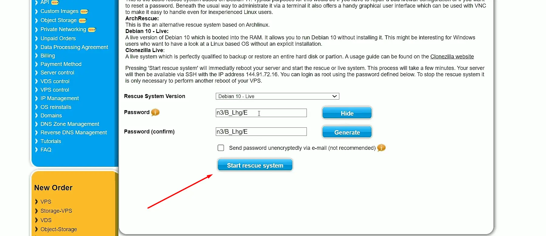 Setting Rescue Mode in Contabo VPS